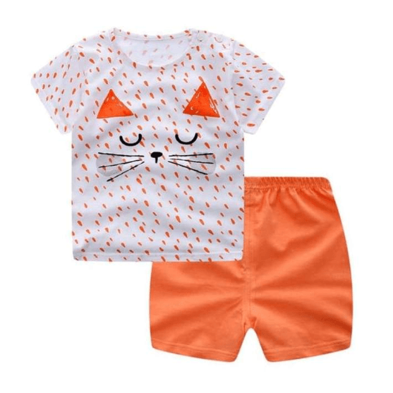 New children's summer children's clothing short - sleeved suit cotton boy girls small children cartoon summer two - piece - Amazitshop