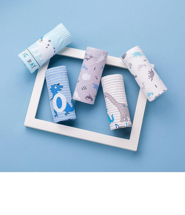 New Children's Underwear Boys' Cotton Triangle Five Boxed Underwear Cartoon Dinosaur Older Children's Underwear - Amazitshop