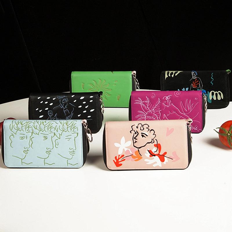 new creative PU leather women crossbody long wallets fashion bags in LINES series - Amazitshop