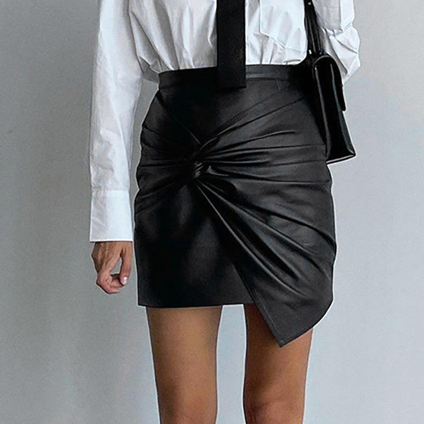 New European And American Leather Skirts Cross Bow Buttocks - Amazitshop
