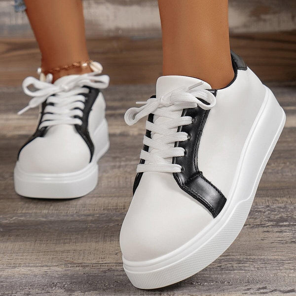 New Lace - up Flats Women Walking Sports Skateboard Shoes Retro Fashion Casual Sneakers - Amazitshop
