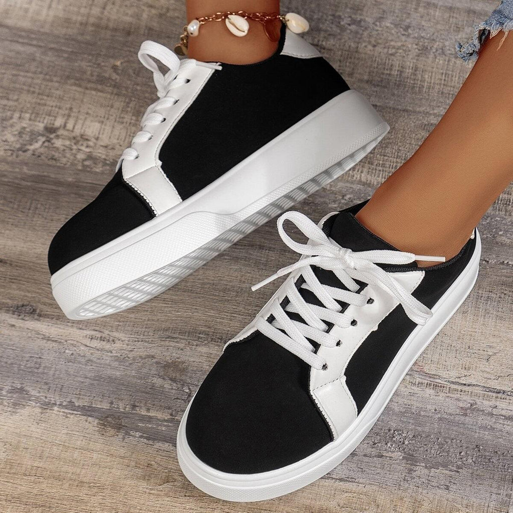 New Lace - up Flats Women Walking Sports Skateboard Shoes Retro Fashion Casual Sneakers - Amazitshop