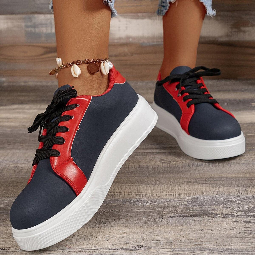 New Lace - up Flats Women Walking Sports Skateboard Shoes Retro Fashion Casual Sneakers - Amazitshop