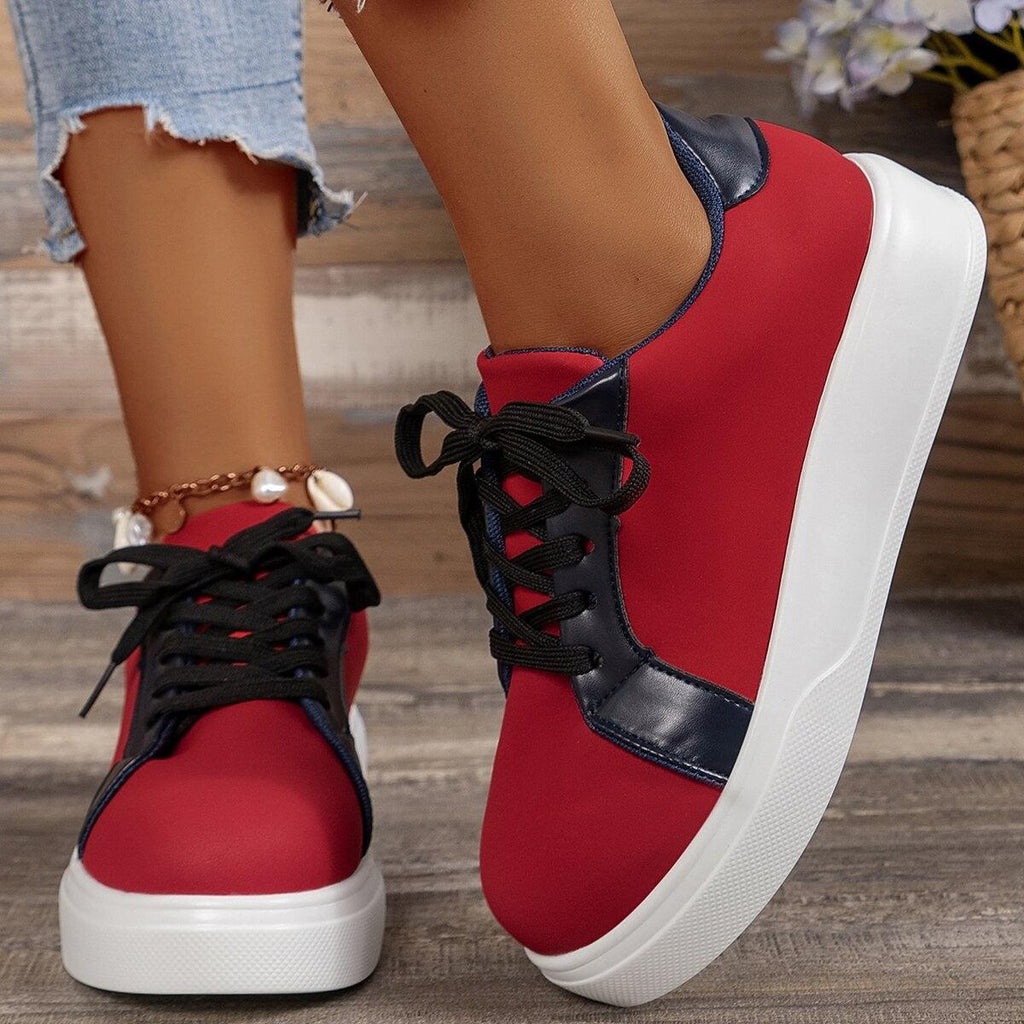 New Lace - up Flats Women Walking Sports Skateboard Shoes Retro Fashion Casual Sneakers - Amazitshop
