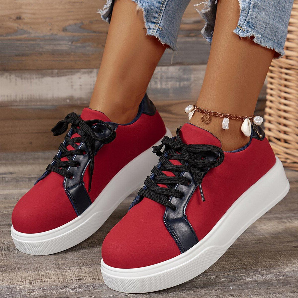 New Lace - up Flats Women Walking Sports Skateboard Shoes Retro Fashion Casual Sneakers - Amazitshop