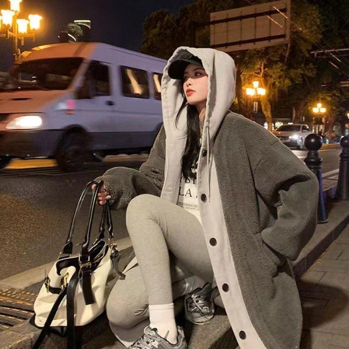 New Long Lambswool Fake Two - pieces Coats Women - Amazitshop