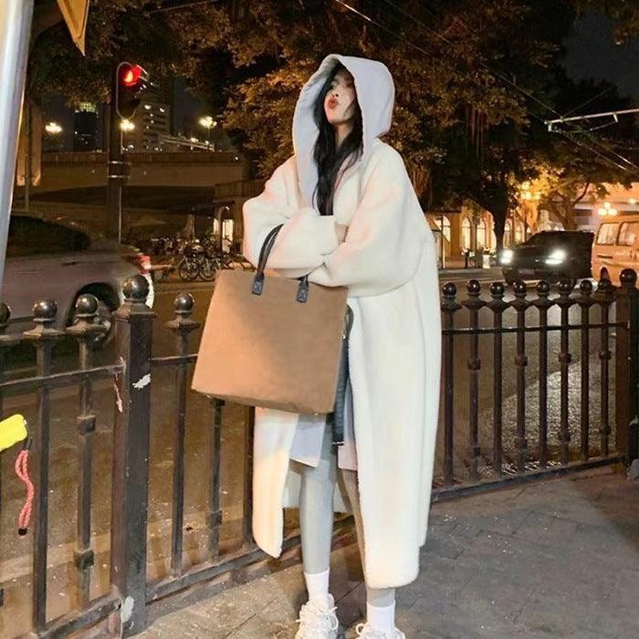 New Long Lambswool Fake Two - pieces Coats Women - Amazitshop