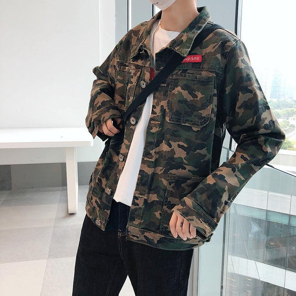 New Mens Camouflage Denim Jacket Coat Man Coats Jaqueta Masculino Jeans Jacket & Coats Fashion Design Autumn Brand Clothing - Amazitshop