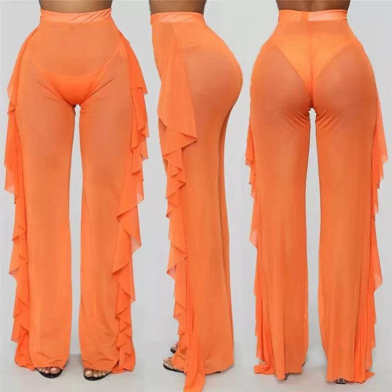 New Mesh Folds See - through Beach Pants Swimwear Pants - Amazitshop