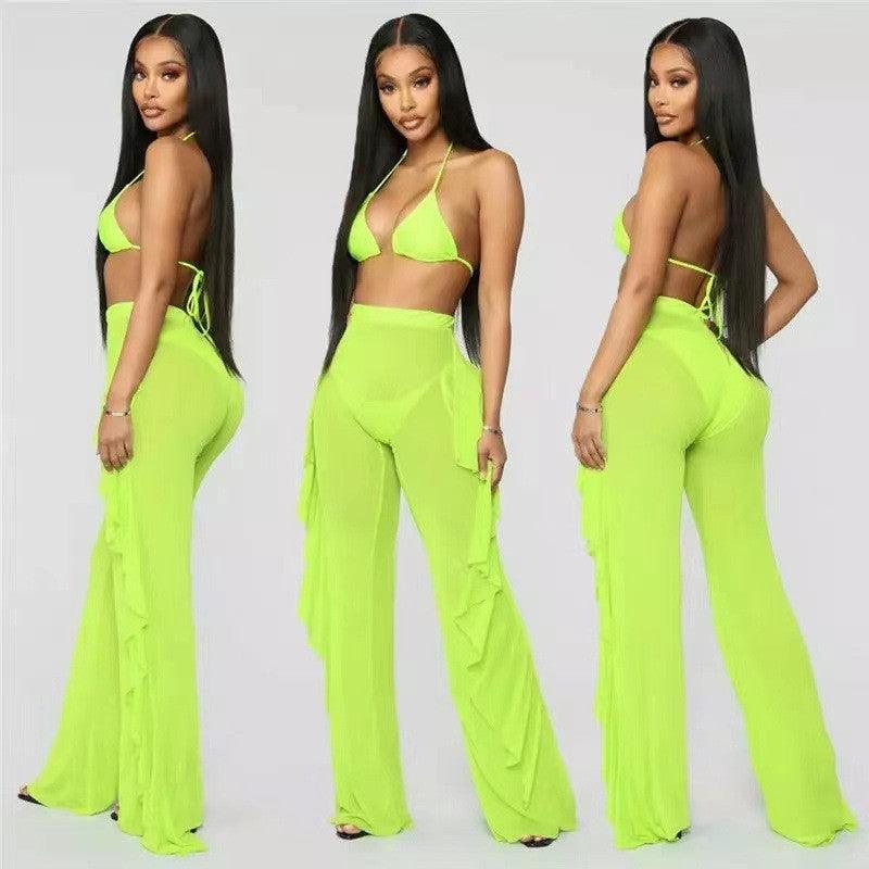New Mesh Folds See - through Beach Pants Swimwear Pants - Amazitshop