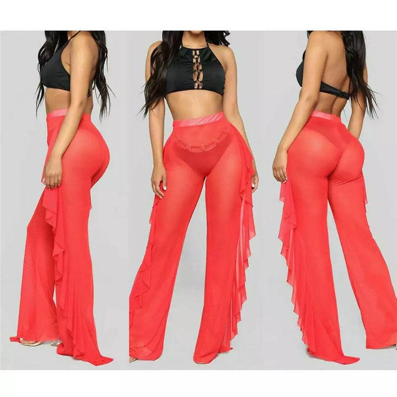 New Mesh Folds See - through Beach Pants Swimwear Pants - Amazitshop