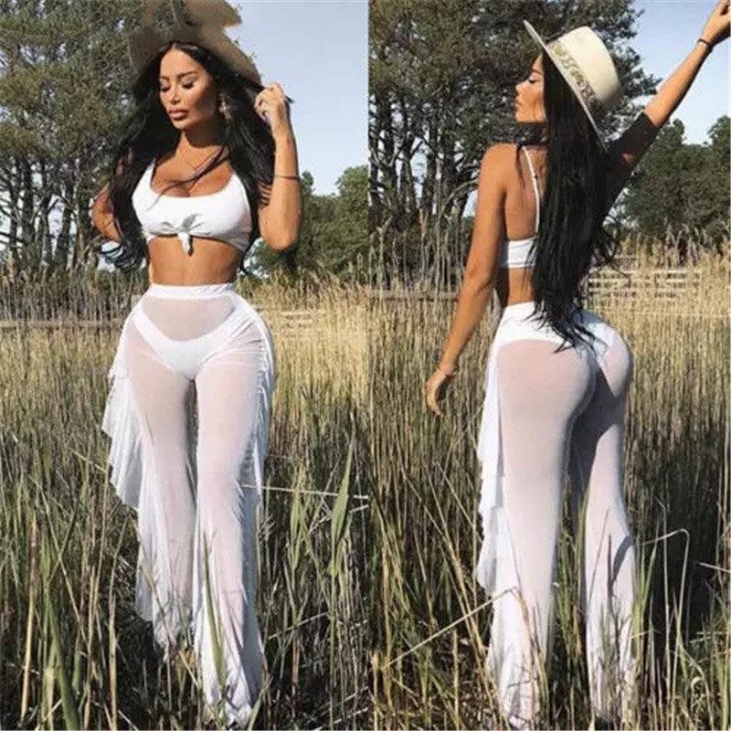 New Mesh Folds See - through Beach Pants Swimwear Pants - Amazitshop