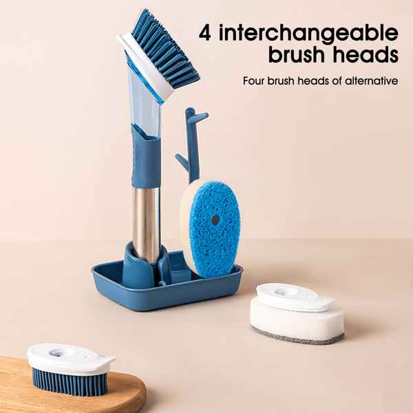 New Multifunctional Dish Brush Household Kitchen Oily Sponge Long Handle Cleaning Brush - Amazitshop