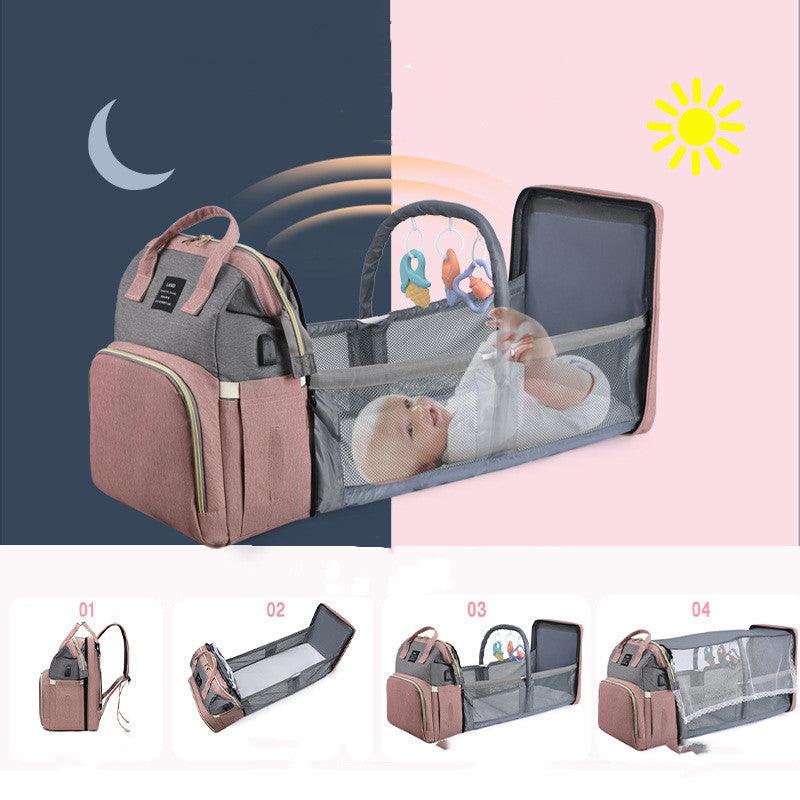 New Mummy Baby Crib Backpack Large Capacity Out Milk Insulated Bag Women - Amazitshop
