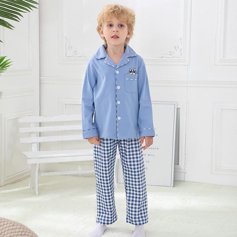 New Products Boys Cotton Cardigan Long Sleeve Children'S Pajama Set - Amazitshop