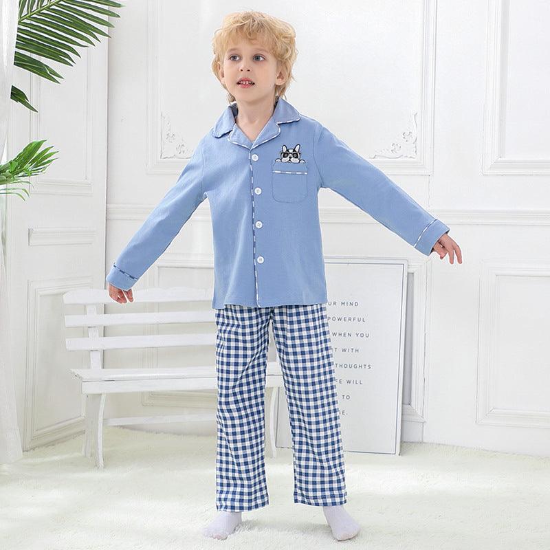 New Products Boys Cotton Cardigan Long Sleeve Children'S Pajama Set - Amazitshop
