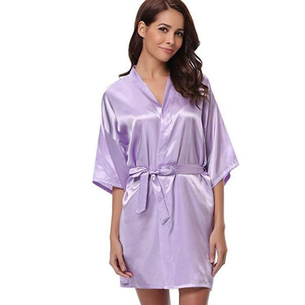 New Silk Kimono Robe Bathrobe Women Silk Bridesmaid Robes Sexy Navy Blue Robes Satin Robe Ladies Dressing Gowns - Amazitshop