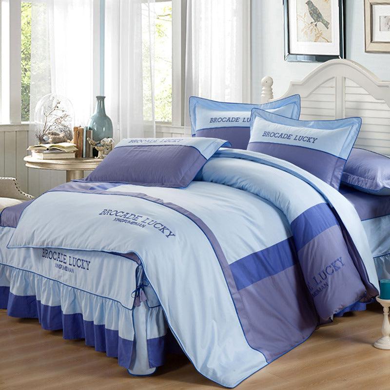 New Solid Color Cotton Bed Skirt Set of Four - Amazitshop