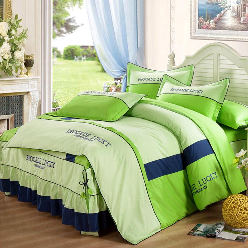 New Solid Color Cotton Bed Skirt Set of Four - Amazitshop