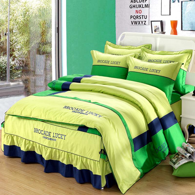 New Solid Color Cotton Bed Skirt Set of Four - Amazitshop