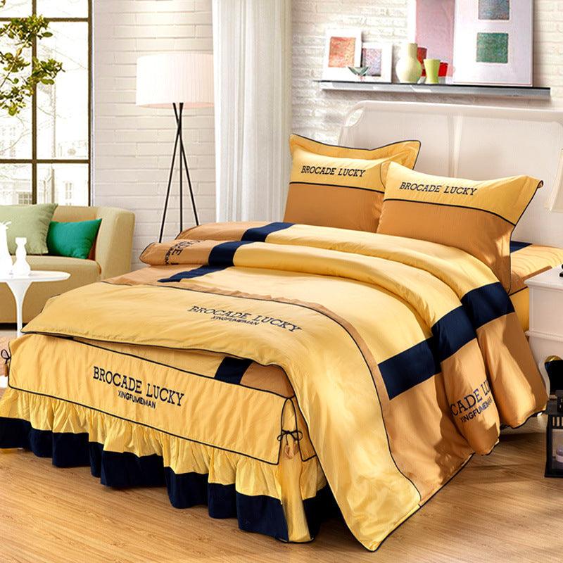 New Solid Color Cotton Bed Skirt Set of Four - Amazitshop