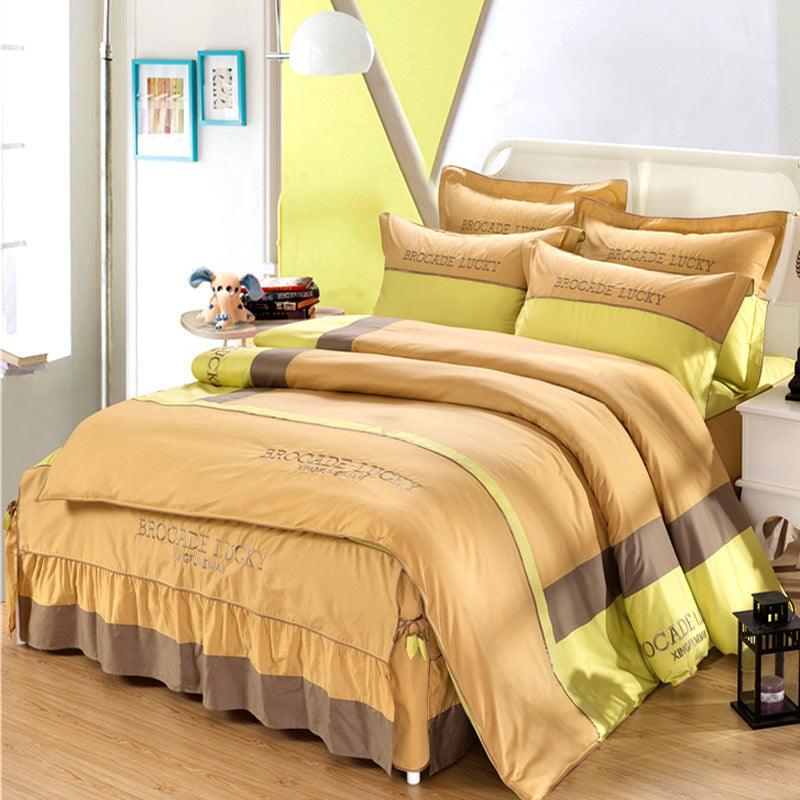 New Solid Color Cotton Bed Skirt Set of Four - Amazitshop