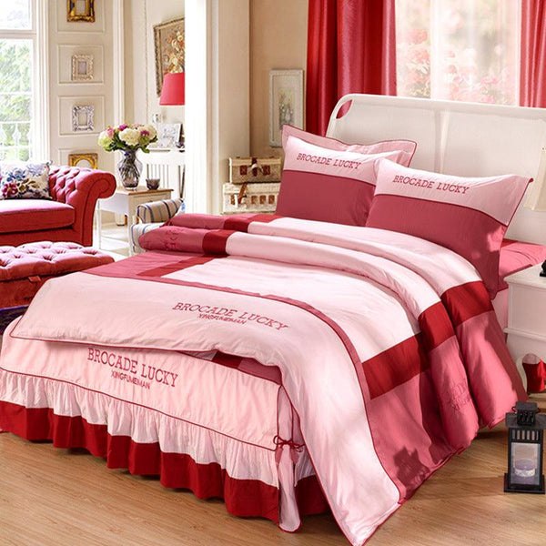 New Solid Color Cotton Bed Skirt Set of Four - Amazitshop