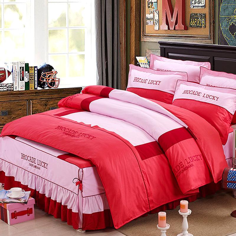 New Solid Color Cotton Bed Skirt Set of Four - Amazitshop