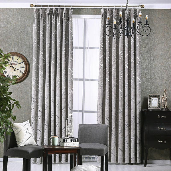 New Solid Color Simple Modern Light Luxury Living Room Chenille Blackout Curtains - Amazitshop