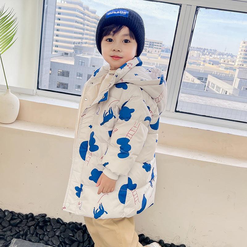 New Style Children's Down Jacket Middle Long Cute Thickened Cotton - Amazitshop