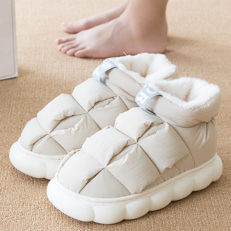 New Winter Couple Checkered Cotton Slippers - Amazitshop
