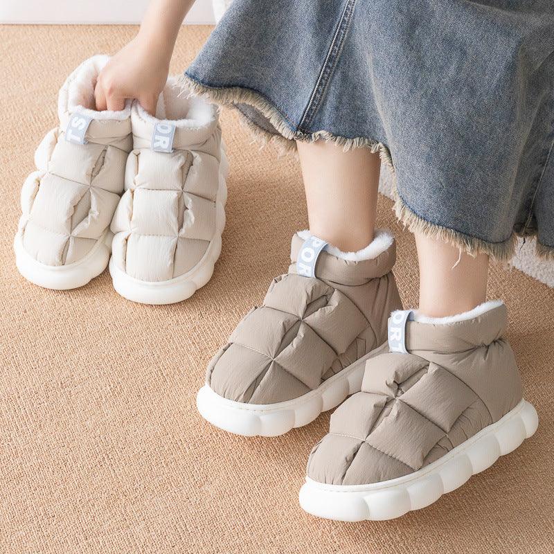 New Winter Couple Checkered Cotton Slippers - Amazitshop