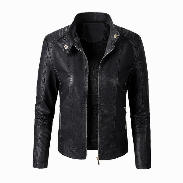 New Women's Leather Jackets Plus Velvet Jackets Fashion PU Ladies Leather Jackets - Amazitshop