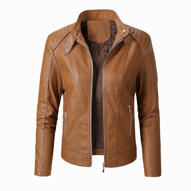 New Women's Leather Jackets Plus Velvet Jackets Fashion PU Ladies Leather Jackets - Amazitshop