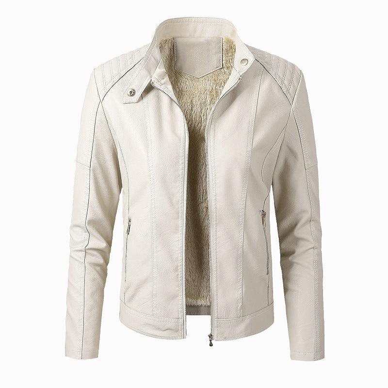 New Women's Leather Jackets Plus Velvet Jackets Fashion PU Ladies Leather Jackets - Amazitshop