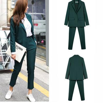 New Work Pant Suits Piece Set For Women Business Interview - Amazitshop