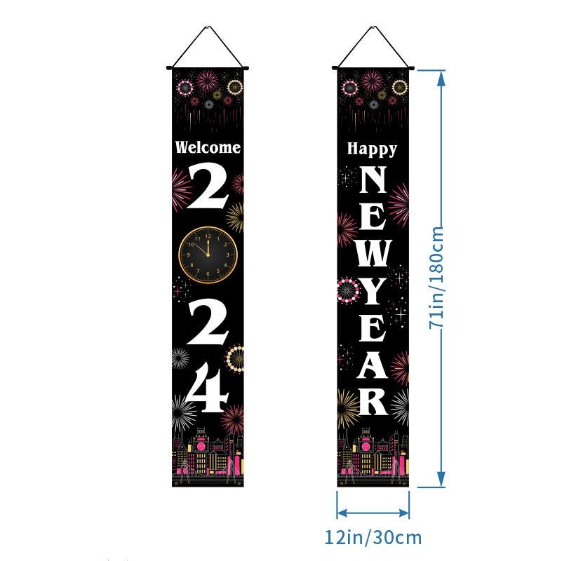 New Year Decoration Party Door Curtain Black Gold New Year Photo Couplet - Amazitshop