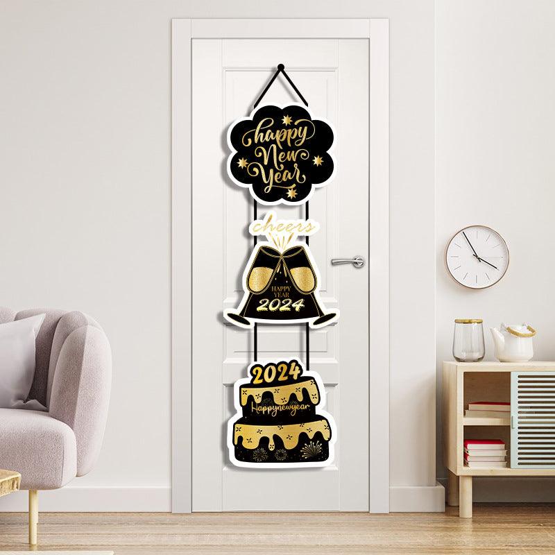 New Year Door Hanging Happy NewYear Theme Party Cake Gift Box Series - Amazitshop