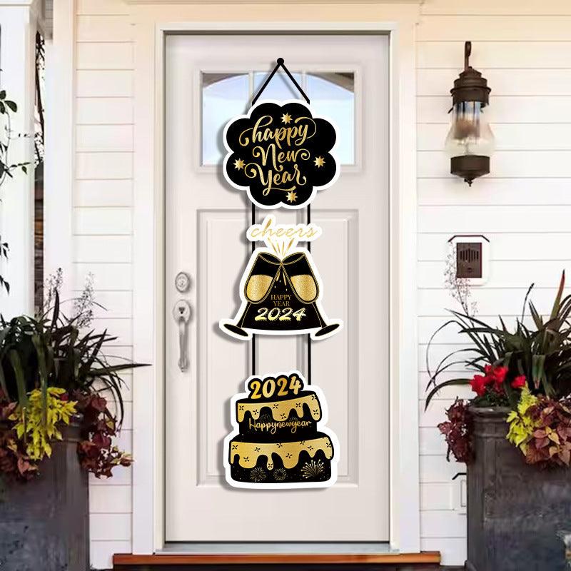 New Year Door Hanging Happy NewYear Theme Party Cake Gift Box Series - Amazitshop