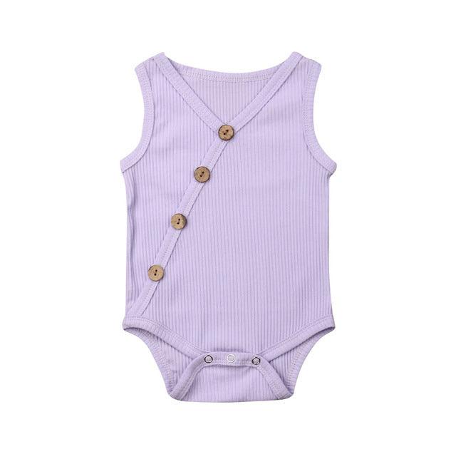 Newborn Baby Solid Bodysuit Kids Clothes Boys Girl Jumpsuit - Amazitshop