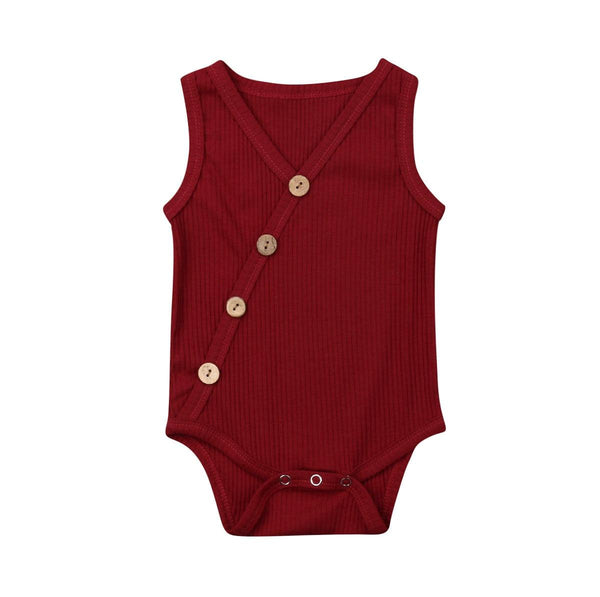 Newborn Baby Solid Bodysuit Kids Clothes Boys Girl Jumpsuit - Amazitshop