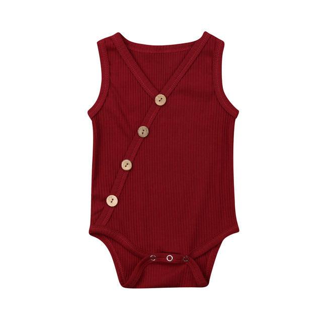 Newborn Baby Solid Bodysuit Kids Clothes Boys Girl Jumpsuit - Amazitshop