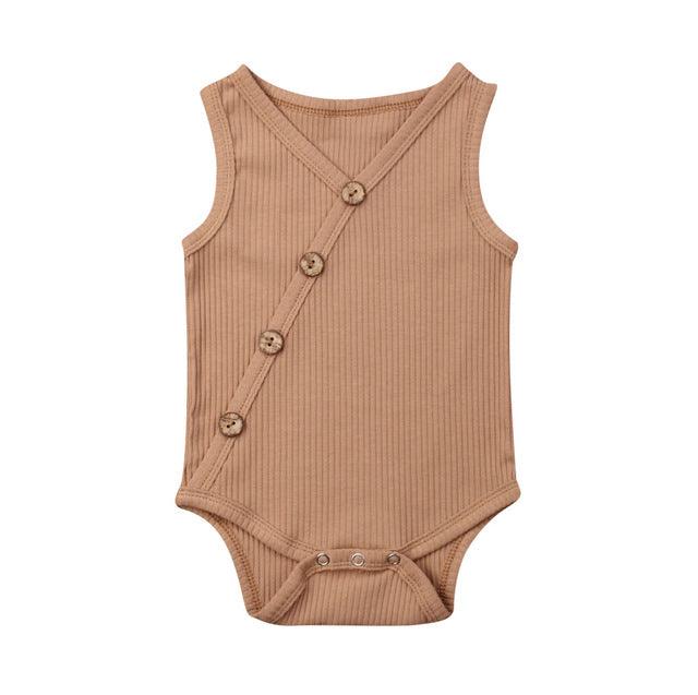 Newborn Baby Solid Bodysuit Kids Clothes Boys Girl Jumpsuit - Amazitshop