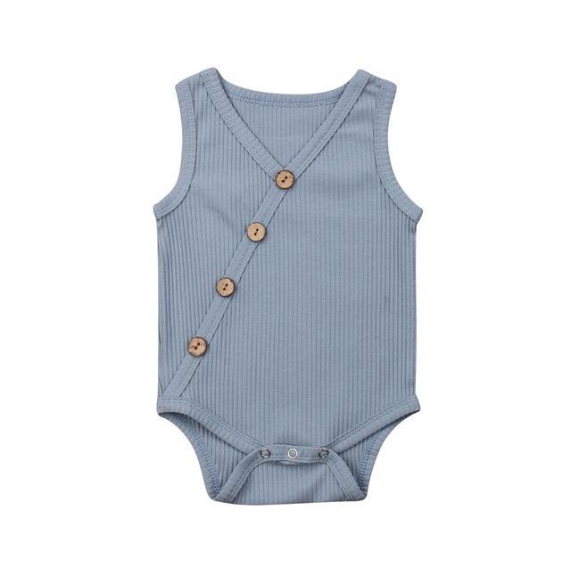 Newborn Baby Solid Bodysuit Kids Clothes Boys Girl Jumpsuit - Amazitshop