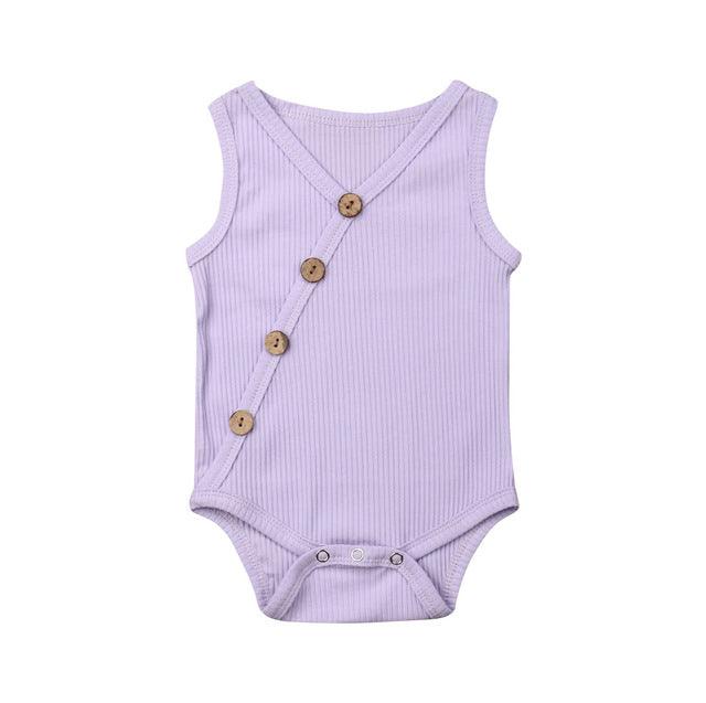 Newborn Baby Solid Bodysuit Kids Clothes Boys Girl Jumpsuit - Amazitshop