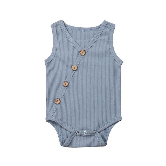 Newborn Baby Solid Bodysuit Kids Clothes Boys Girl Jumpsuit - Amazitshop