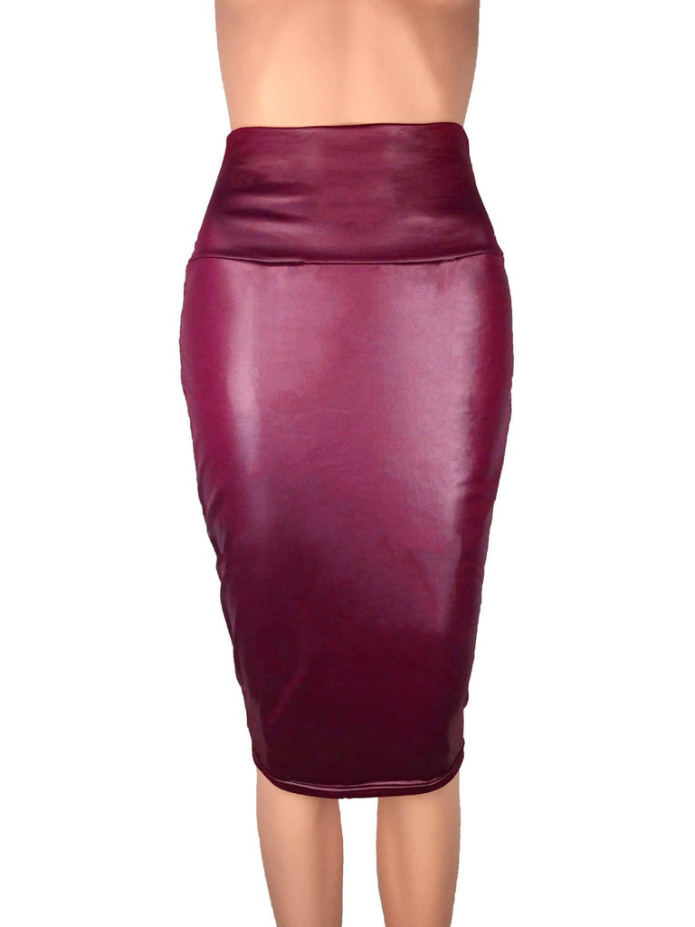 Newly Women High Waist Faux Leather Pencil Skirt Bodycon Skirt Solid Sexy OL Office Skirts - Amazitshop