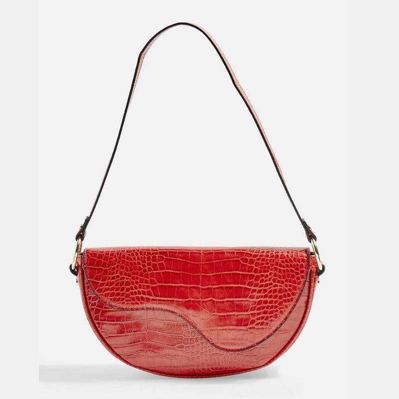 Niche Design Half - moon Textured Underarm Single Shoulder Saddle Bag - Amazitshop