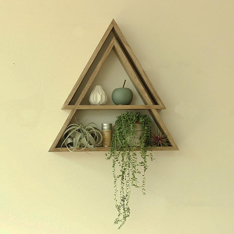 Nordic Geometric Wooden Wall Multi - layer Shelving - Amazitshop