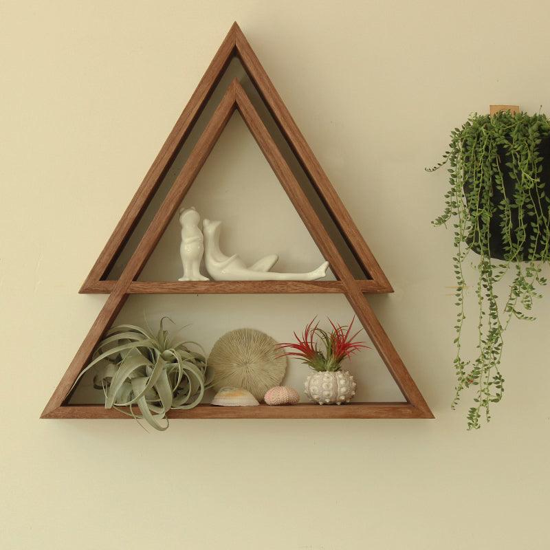 Nordic Geometric Wooden Wall Multi - layer Shelving - Amazitshop